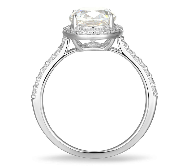 Moissanite 3.15 cttw Halo Ring, Sterling Silver — View 3