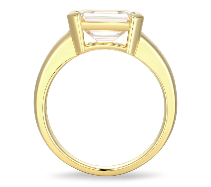 Moissanite 2.20 cttw Half Beze l Ring, 18K Gol d Plated Plated — View 3