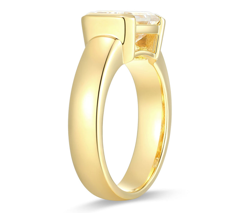 Moissanite 2.20 cttw Half Beze l Ring, 18K Gol d Plated Plated — View 5