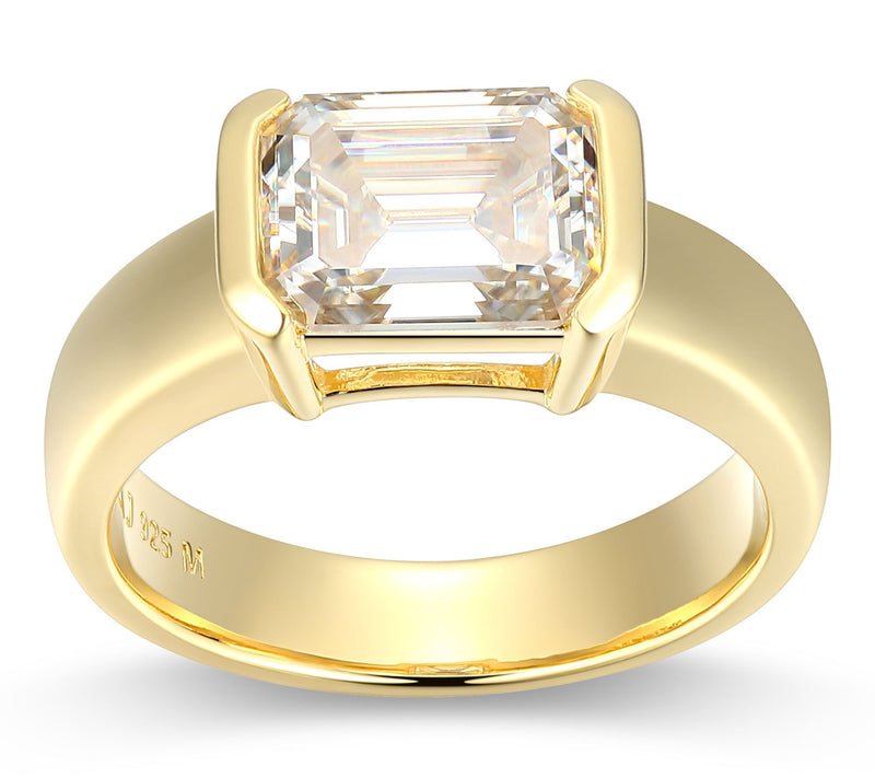 Moissanite 2.20 cttw Half Beze l Ring, 18K Gol d Plated Plated — Main view