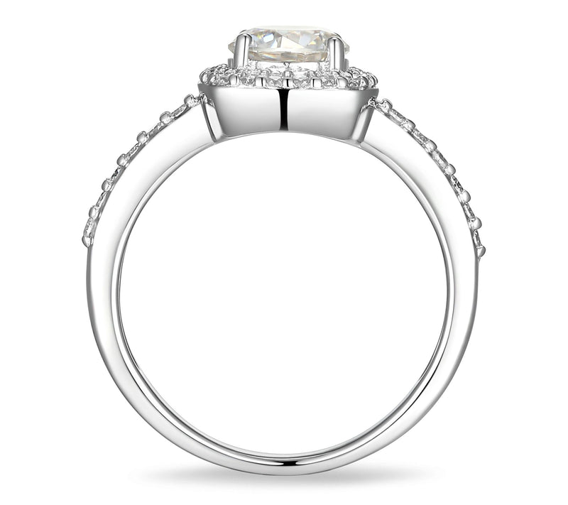 Moissanite 1.20 cttw Halo Ring, Sterling Silver — View 3