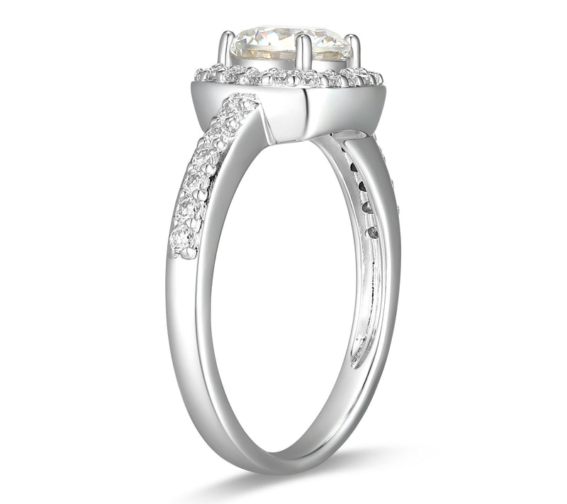Moissanite 1.20 cttw Halo Ring, Sterling Silver — View 5