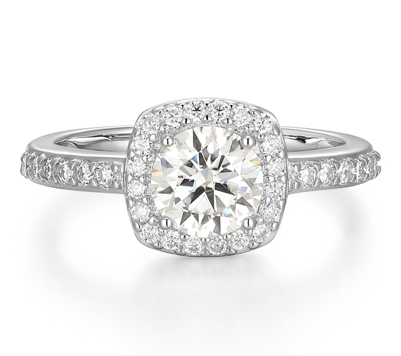 Moissanite 1.20 cttw Halo Ring, Sterling Silver — Main view