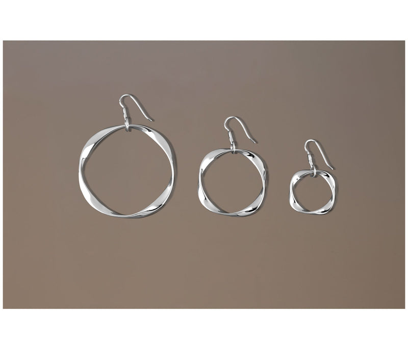 Christian James by Scott Grimes Sterling Ripple 2" Circle Drop Earrings — View 3