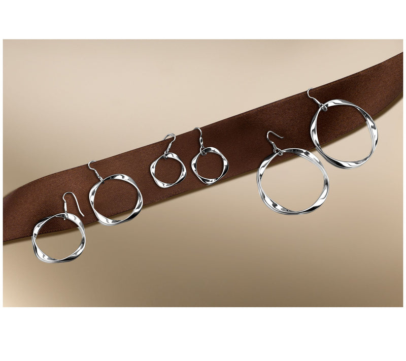 Christian James by Scott Grimes Sterling Ripple 2" Circle Drop Earrings — View 4