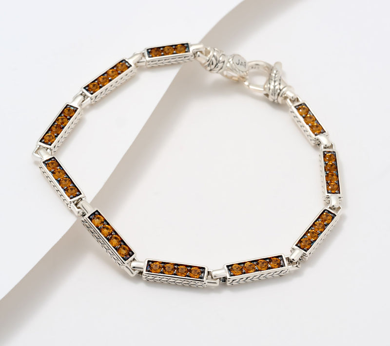 JAI Sterling Silver Multi-Station Gemstone Link Bracelet — View 14