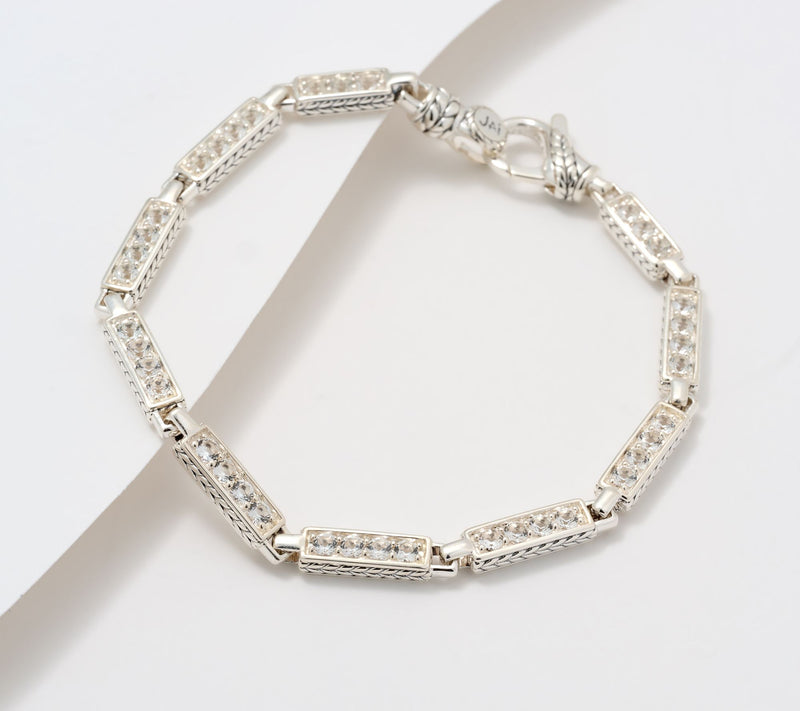 JAI Sterling Silver Multi-Station Gemstone Link Bracelet — View 15