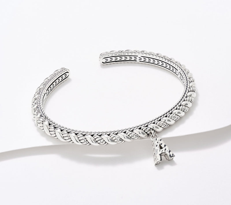 JAI Sterling Silver Sukhothai Twist Initial Cuff Bracelet, 22.8g — View 3