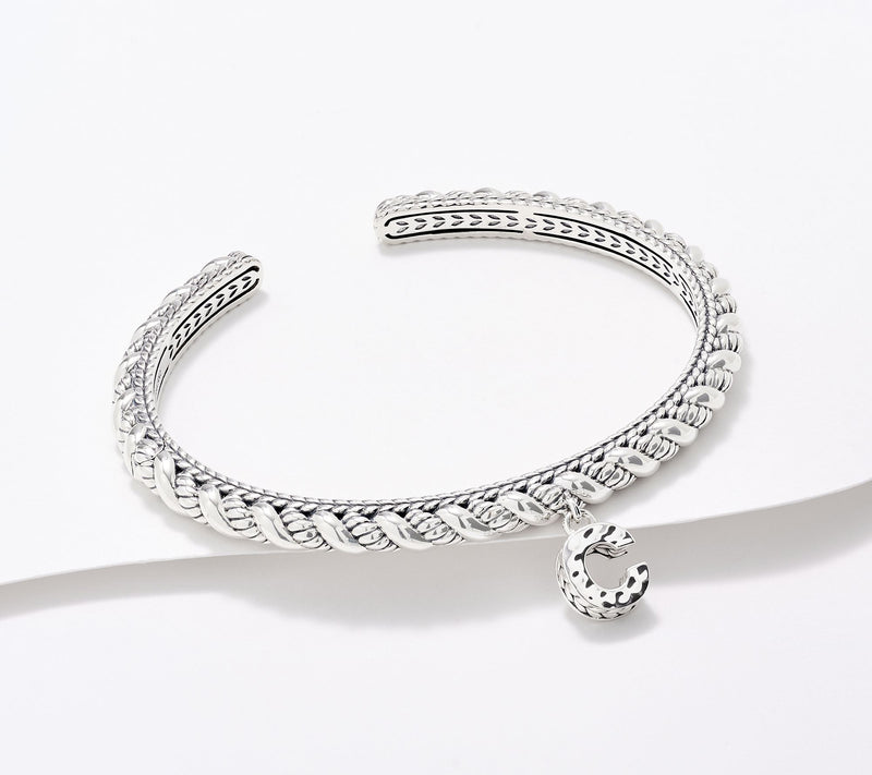 JAI Sterling Silver Sukhothai Twist Initial Cuff Bracelet, 22.8g — View 7