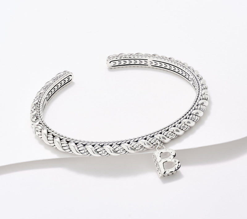 JAI Sterling Silver Sukhothai Twist Initial Cuff Bracelet, 22.8g — View 5