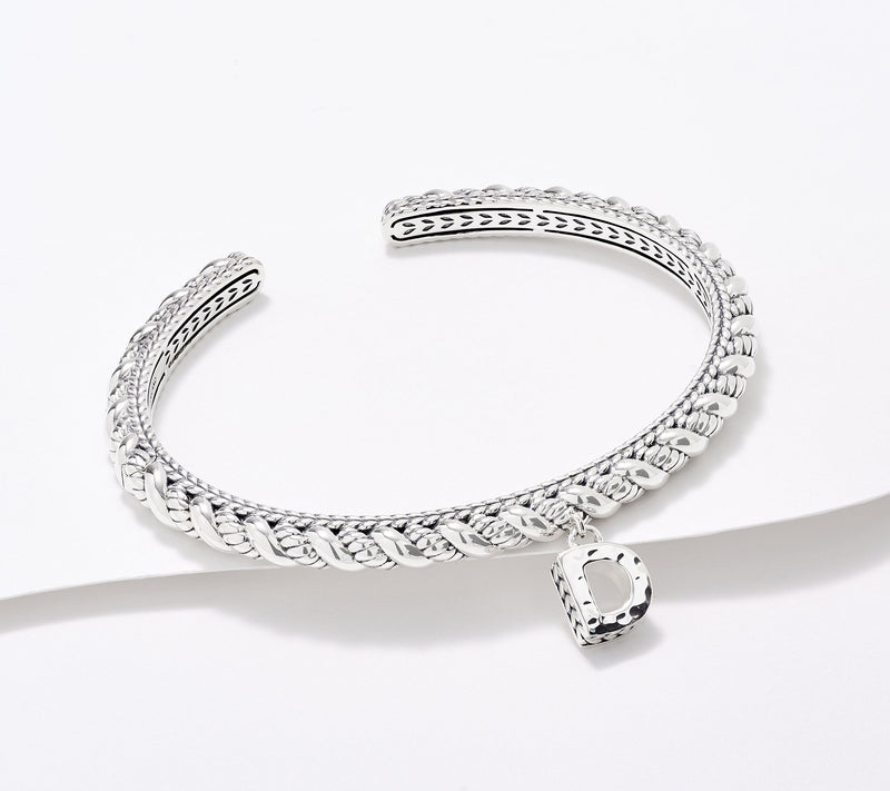 JAI Sterling Silver Sukhothai Twist Initial Cuff Bracelet, 22.8g — View 9