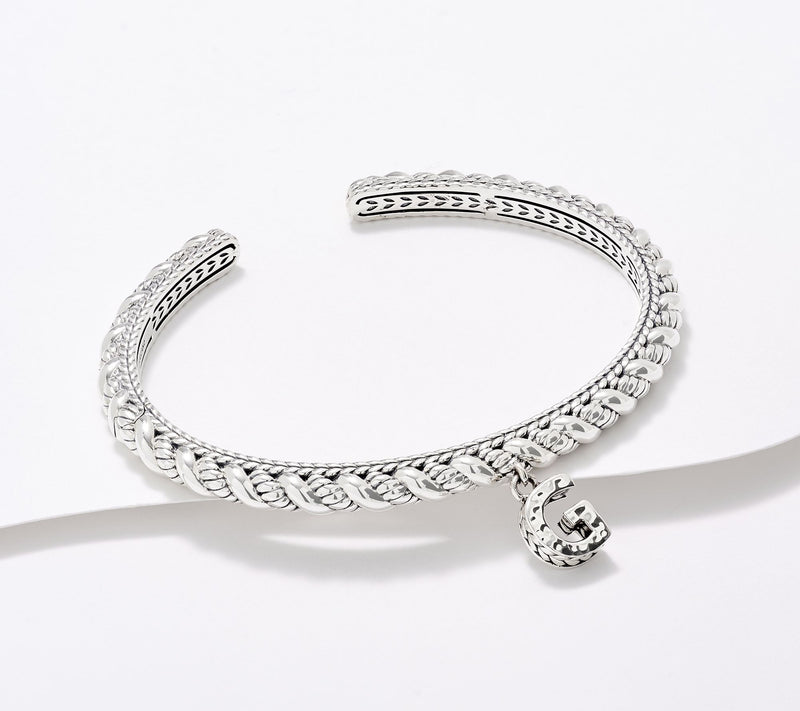 JAI Sterling Silver Sukhothai Twist Initial Cuff Bracelet, 22.8g — View 15