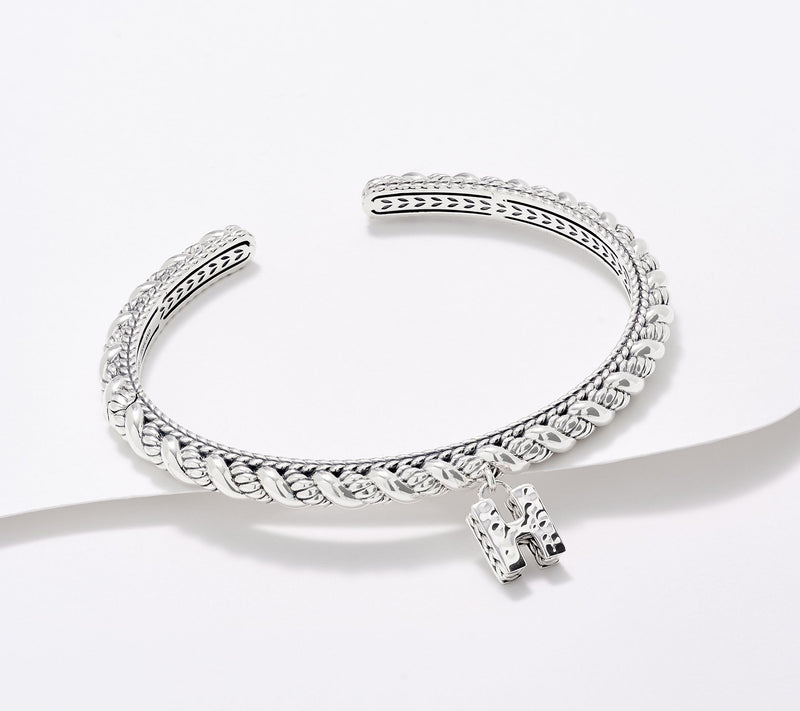 JAI Sterling Silver Sukhothai Twist Initial Cuff Bracelet, 22.8g — View 17