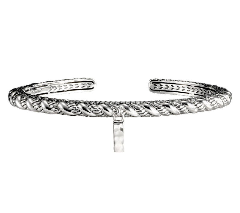 JAI Sterling Silver Sukhothai Twist Initial Cuff Bracelet, 22.8g — View 19