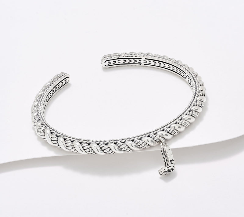 JAI Sterling Silver Sukhothai Twist Initial Cuff Bracelet, 22.8g — View 21