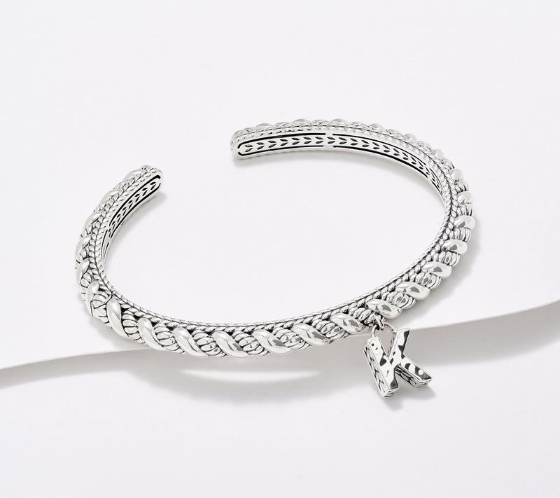 JAI Sterling Silver Sukhothai Twist Initial Cuff Bracelet, 22.8g — View 23