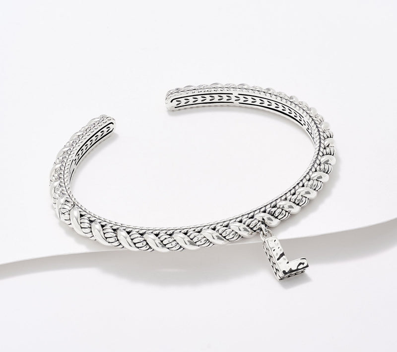 JAI Sterling Silver Sukhothai Twist Initial Cuff Bracelet, 22.8g — View 25