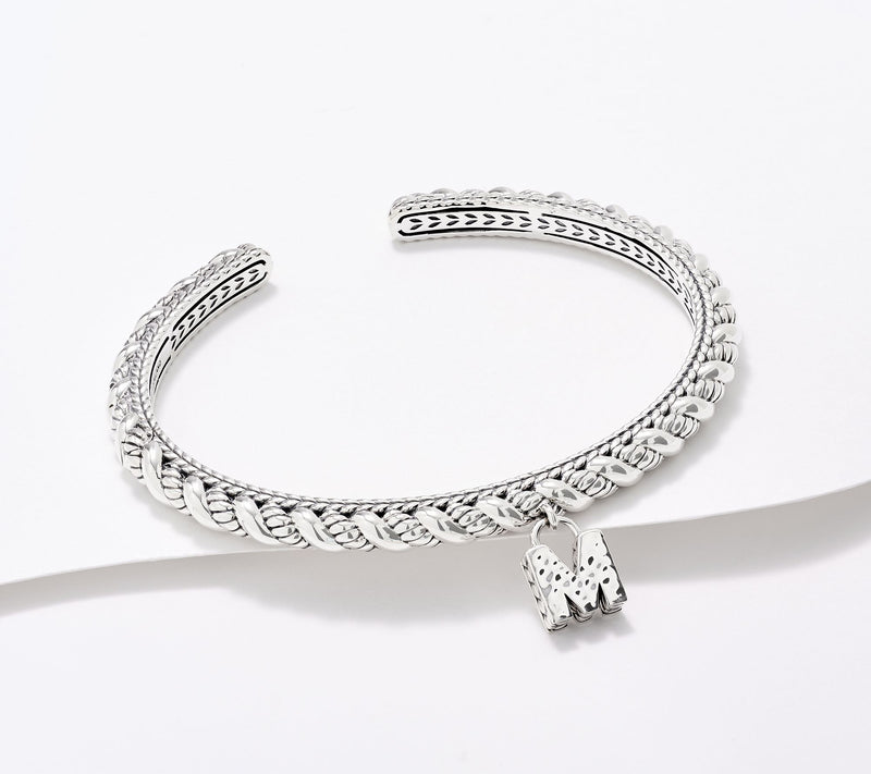 JAI Sterling Silver Sukhothai Twist Initial Cuff Bracelet, 22.8g — View 27