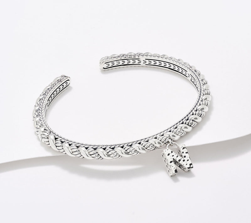 JAI Sterling Silver Sukhothai Twist Initial Cuff Bracelet, 22.8g — View 29