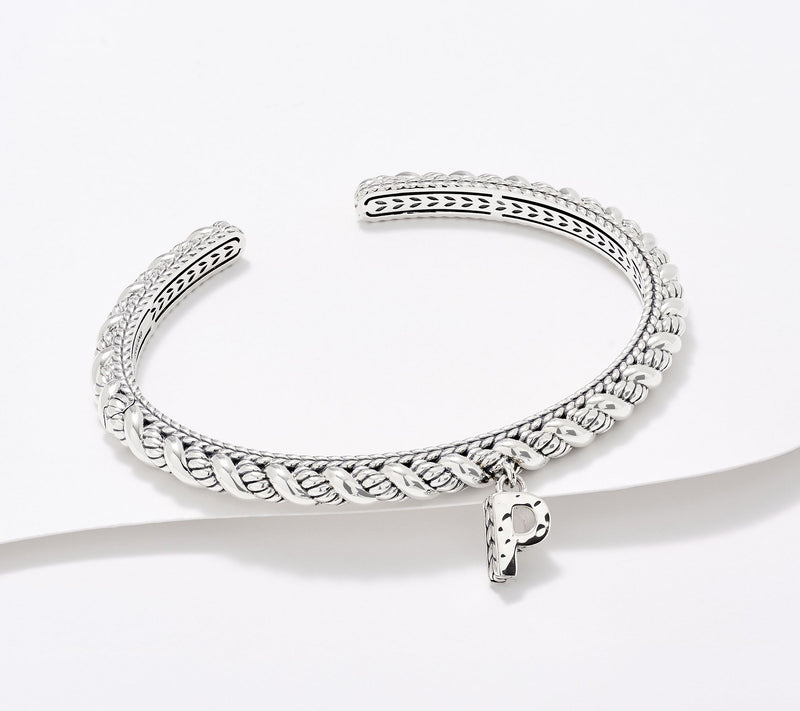 JAI Sterling Silver Sukhothai Twist Initial Cuff Bracelet, 22.8g — View 33