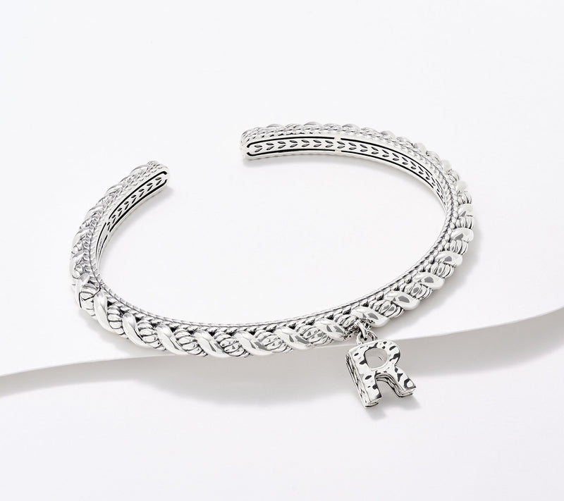 JAI Sterling Silver Sukhothai Twist Initial Cuff Bracelet, 22.8g — View 37