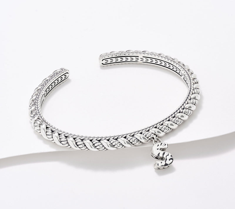 JAI Sterling Silver Sukhothai Twist Initial Cuff Bracelet, 22.8g — View 39