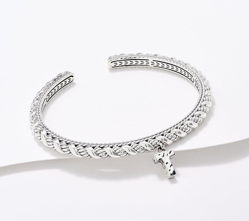 JAI Sterling Silver Sukhothai Twist Initial Cuff Bracelet, 22.8g — View 41