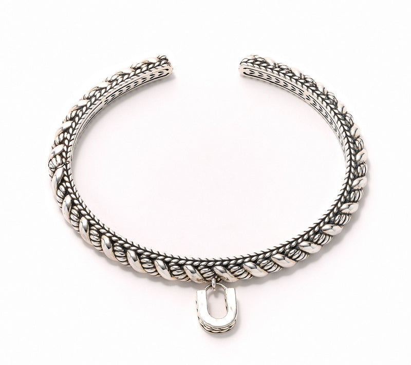 JAI Sterling Silver Sukhothai Twist Initial Cuff Bracelet, 22.8g — View 43