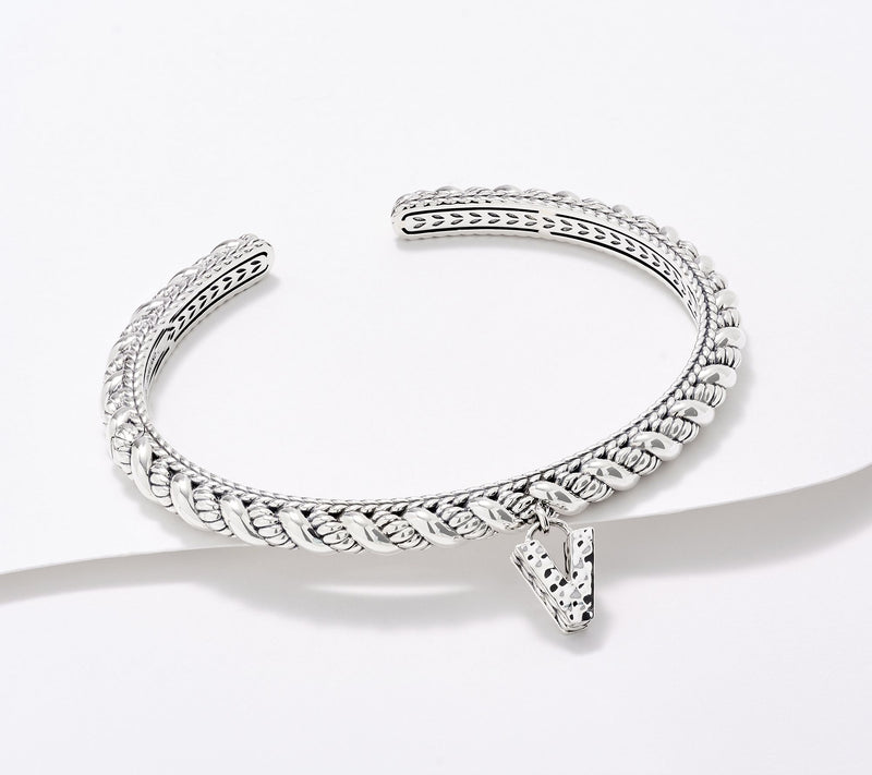 JAI Sterling Silver Sukhothai Twist Initial Cuff Bracelet, 22.8g — View 45