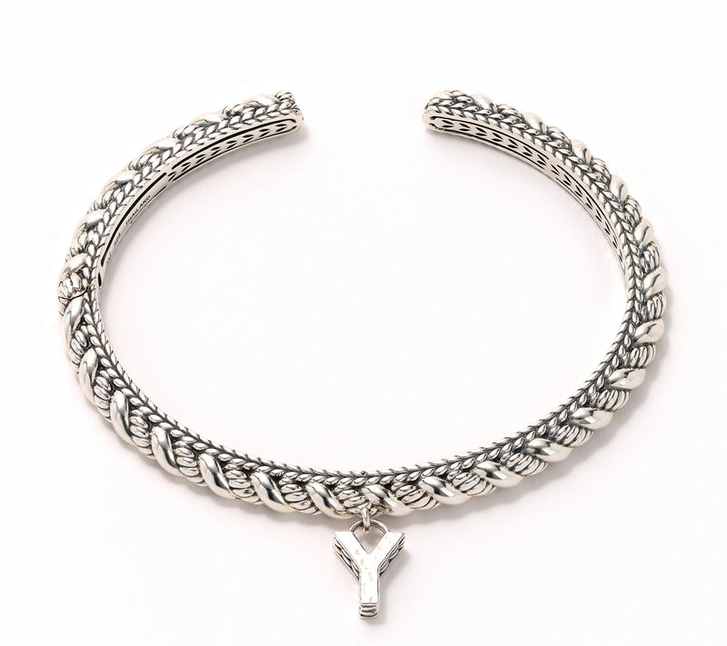 JAI Sterling Silver Sukhothai Twist Initial Cuff Bracelet, 22.8g — View 51