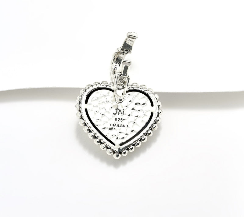 JAI Sterling Silver Hammered Bead Heart Enhancer — View 2