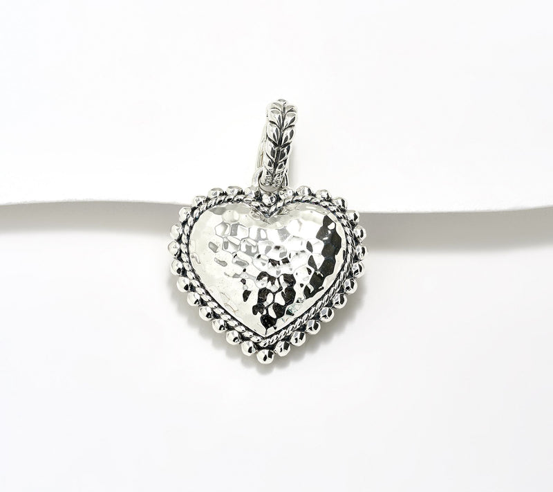 JAI Sterling Silver Hammered Bead Heart Enhancer — Main view