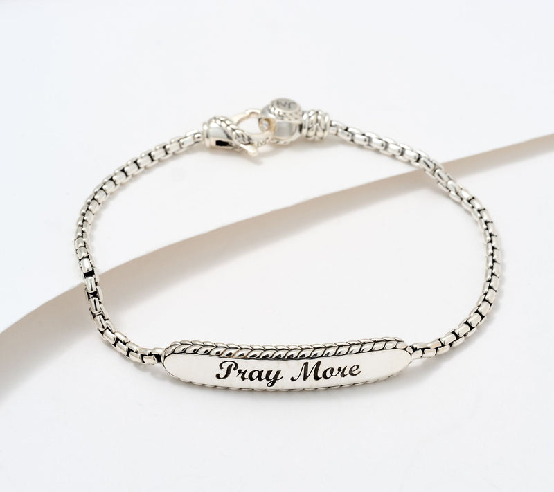 JAI Sterling Silver Pray More, Fear Less 2.7mm Bracelet, 11.5g — View 2