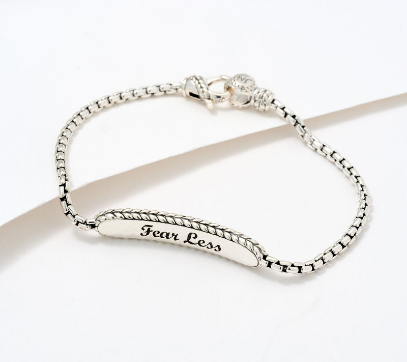 JAI Sterling Silver Pray More, Fear Less 2.7mm Bracelet, 11.5g — Main view