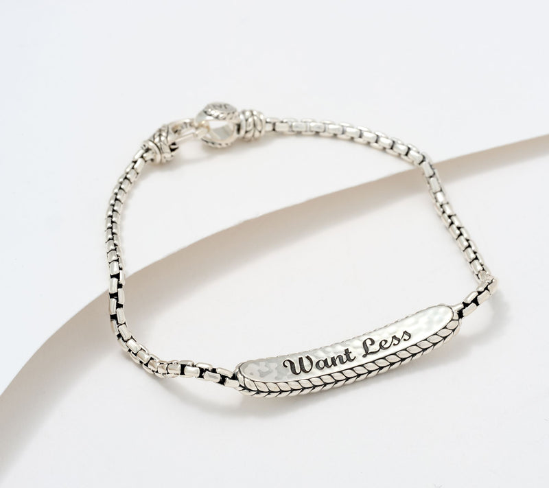 JAI Sterling Silver Give More, Want Less 2.7mm Bracelet, 11.5g — View 2