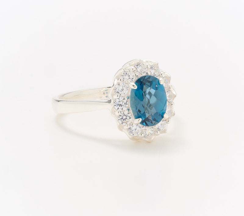 JMH Jewellery Sterling Silver London Blue Topaz Cluster Ring — Main view