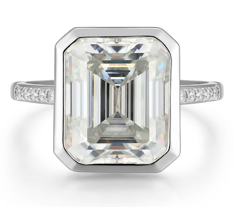 Moissanite 6.25 cttw Bezel Set Cocktail Ring, Sterling Silver — Main view