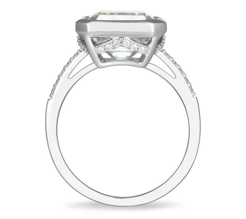 Moissanite 6.25 cttw Bezel Set Cocktail Ring, Sterling Silver — View 3