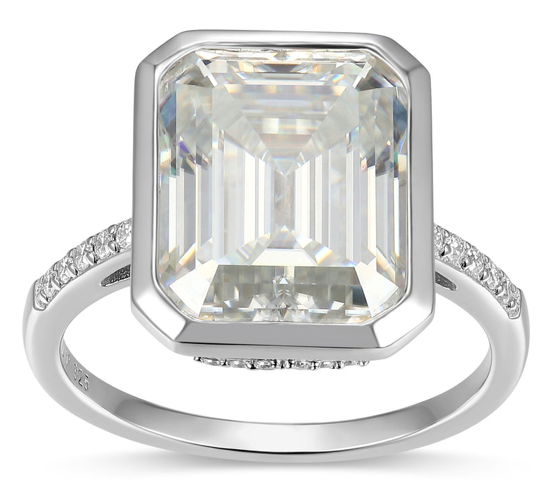 Moissanite 6.25 cttw Bezel Set Cocktail Ring, Sterling Silver — View 2