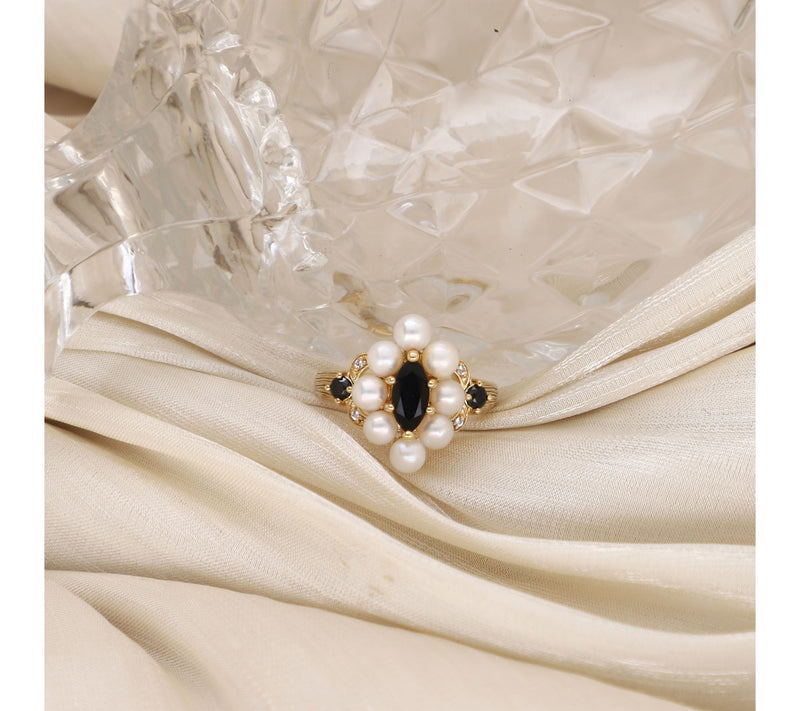 Ariva 18K Gold Clad Cultured Pearl & Onyx Ring — View 4