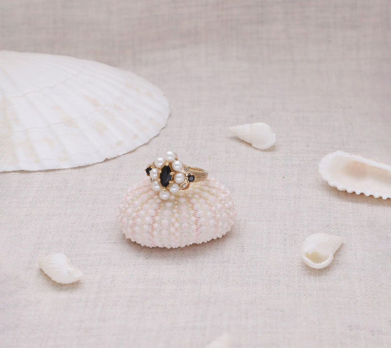 Ariva 18K Gold Clad Cultured Pearl & Onyx Ring — View 5