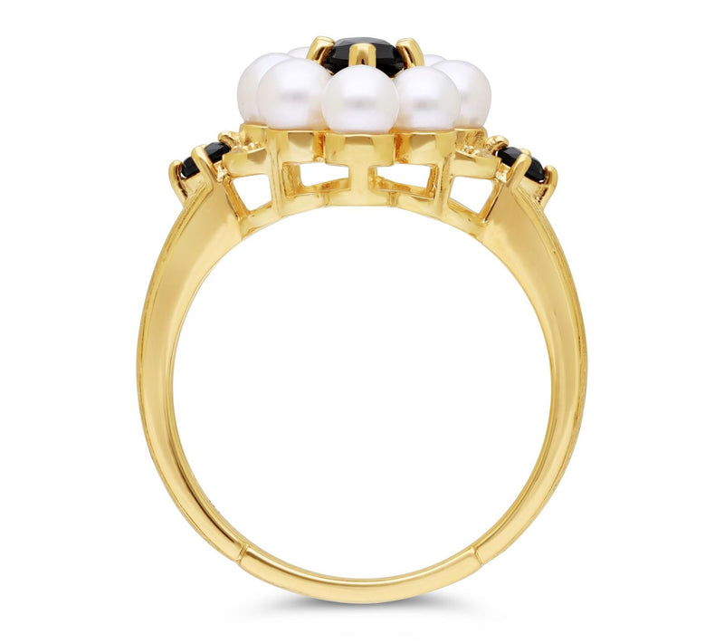 Ariva 18K Gold Clad Cultured Pearl & Onyx Ring — View 2