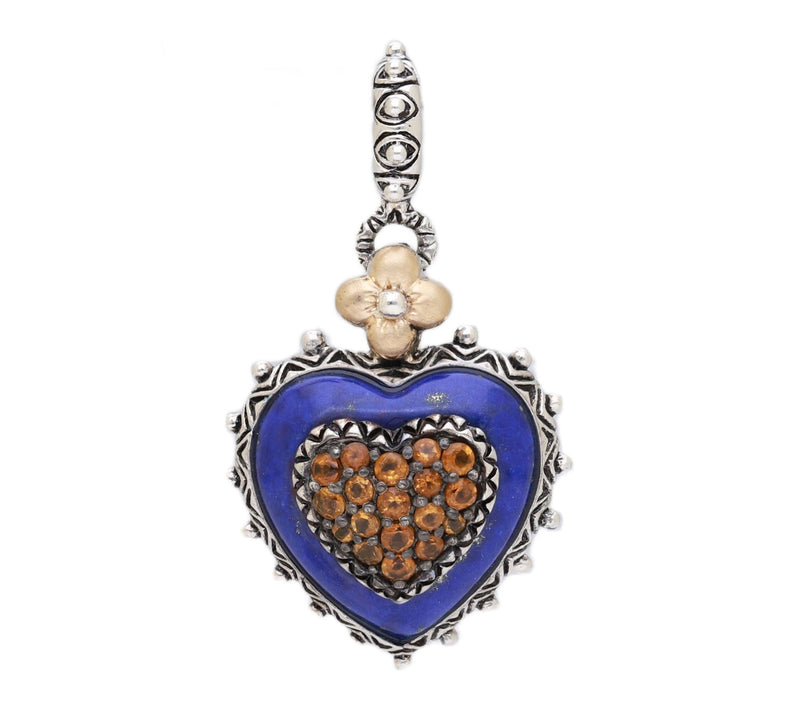 Barbara Bixby Sterling Silver & 18K Gold Lapis& Citrine Heart — Main view