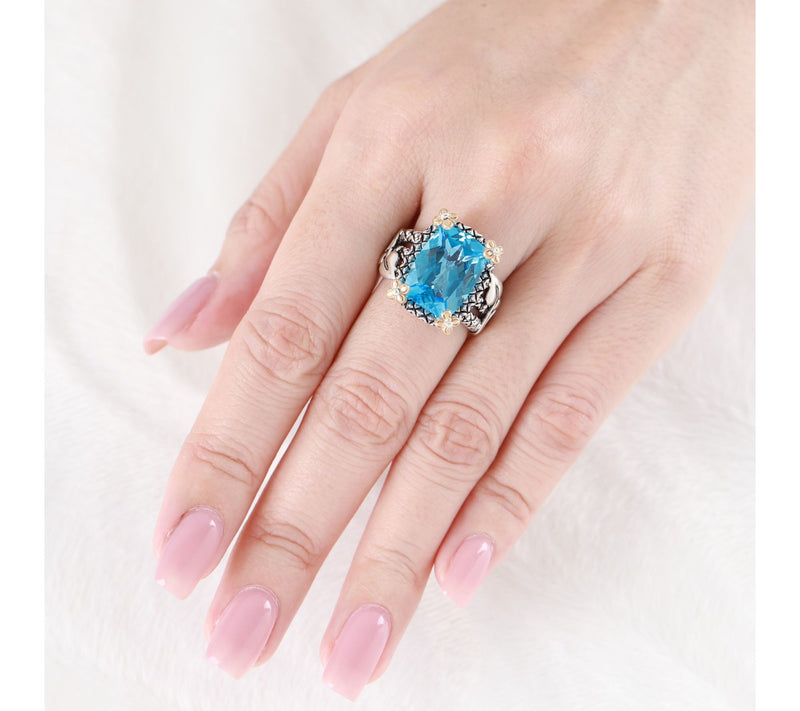 Barbara Bixby Sterling & 18K Gold Swiss Blue Topaz Ring — View 4