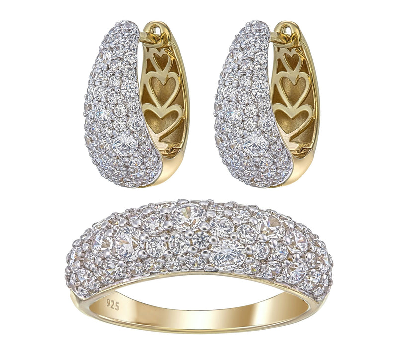 Diamonique x Jennifer Miller Ring & Earring Set, 14K Plated — View 8