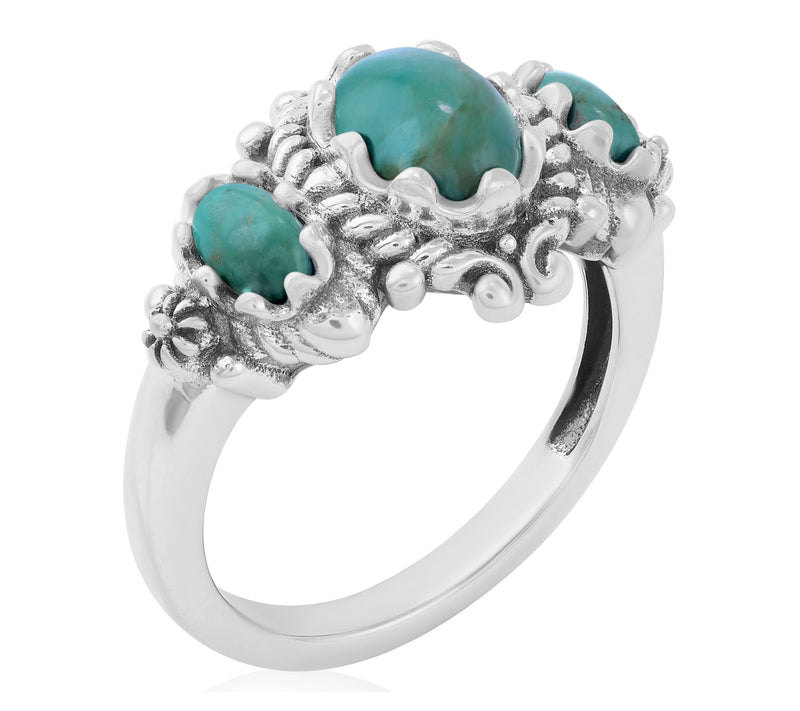 American West Sterling Silver 3 Gemstone Ring — View 4