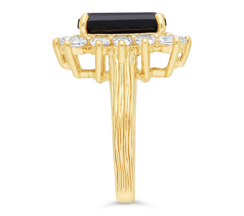 Ariva 18K Gold Clad Onyx & White Topaz Vivien Ring — View 2