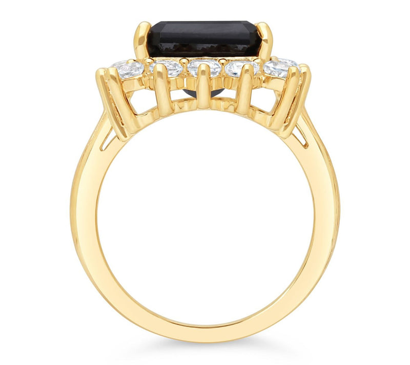 Ariva 18K Gold Clad Onyx & White Topaz Vivien Ring — View 3