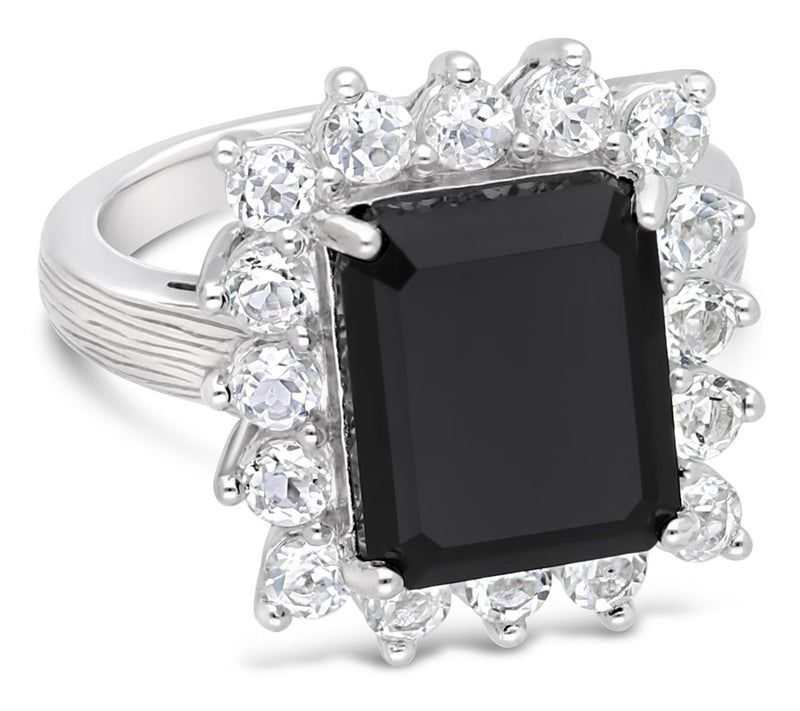 Ariva Sterling Silver Onyx & White Topaz VivienRing — Main view