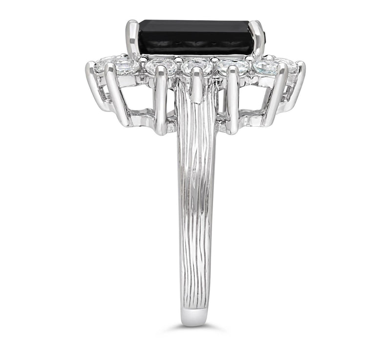 Ariva Sterling Silver Onyx & White Topaz VivienRing — View 2